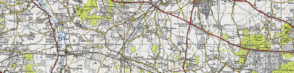 Old map of Hook Green in 1946