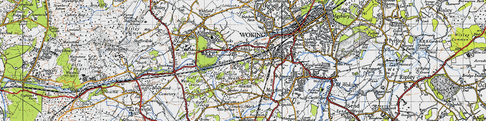Old map of Hook Heath in 1940