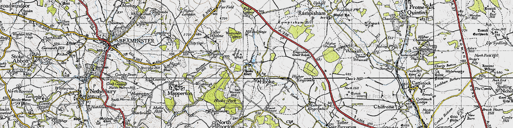Old map of Hooke in 1945