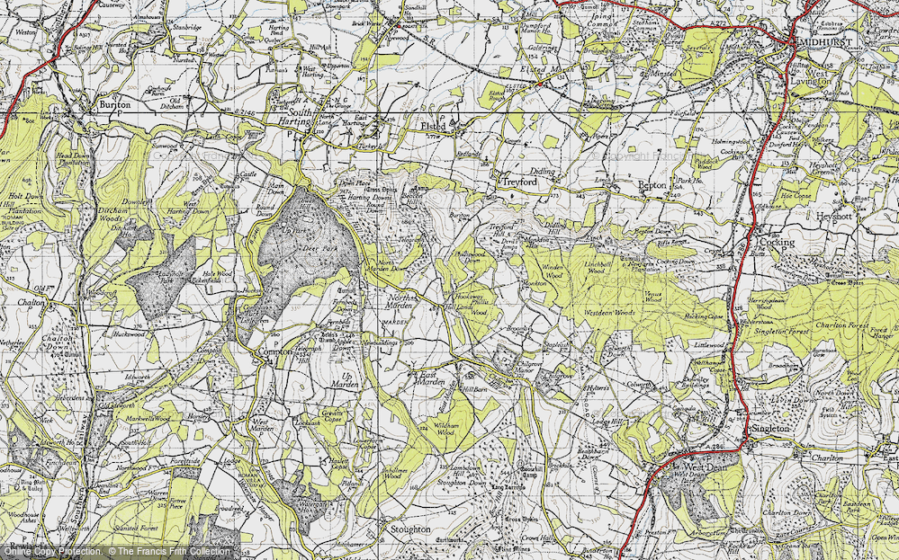 Old Map of Hooksway, 1945 in 1945