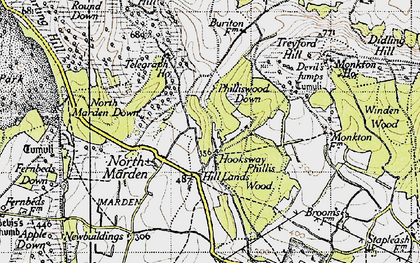 Old map of Hooksway in 1945