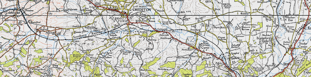 Old map of Hookway in 1946