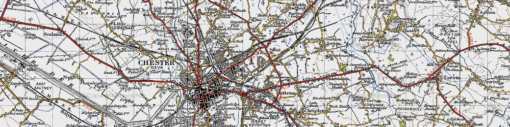 Old map of Hoole in 1947