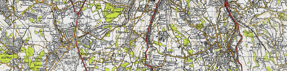 Old map of Hooley in 1945