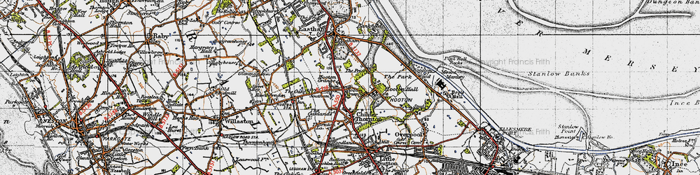 Old map of Hooton in 1947