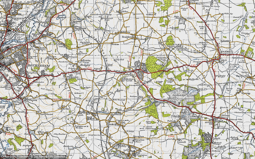 Old Map of Hooton Levitt, 1947 in 1947