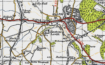 Old map of Hooton Levitt in 1947