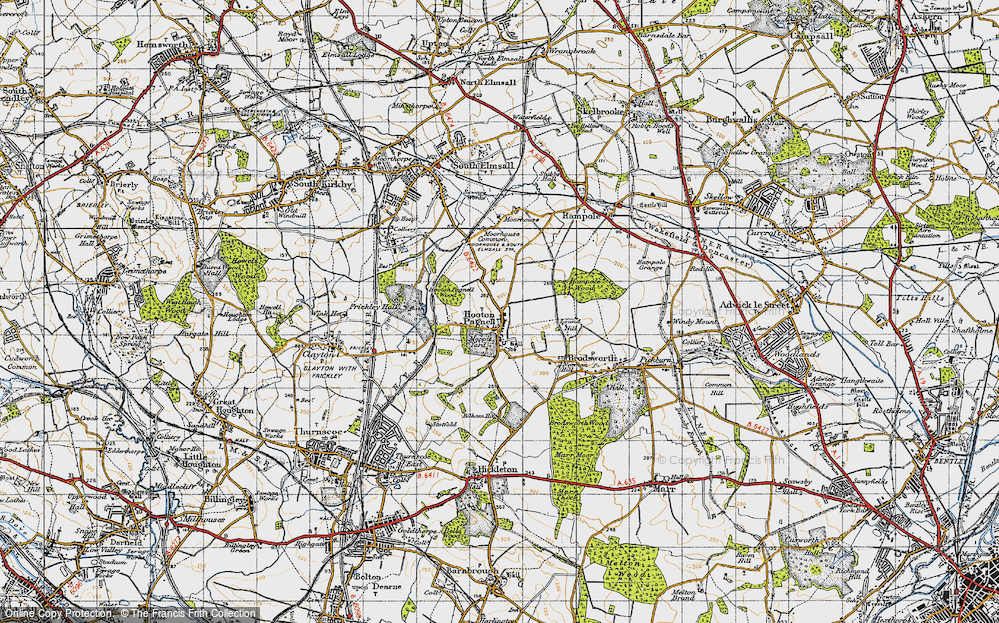 Old Map of Hooton Pagnell, 1947 in 1947
