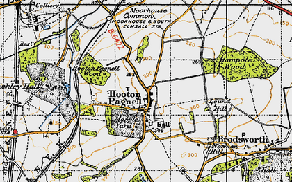 Old map of Hooton Pagnell in 1947