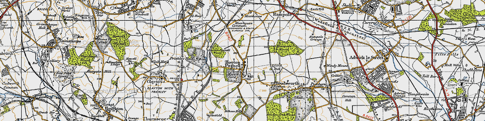 Old map of Hooton Pagnell in 1947