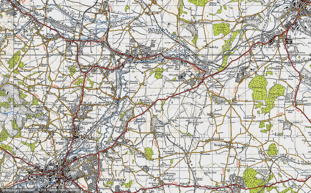 Old Map of Hooton Roberts, 1947 in 1947