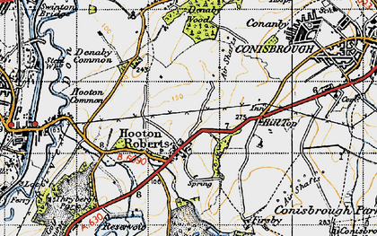 Old map of Hooton Roberts in 1947