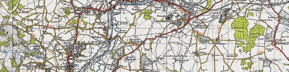 Old map of Hooton Roberts in 1947