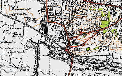 Old map of Hope's Green in 1945