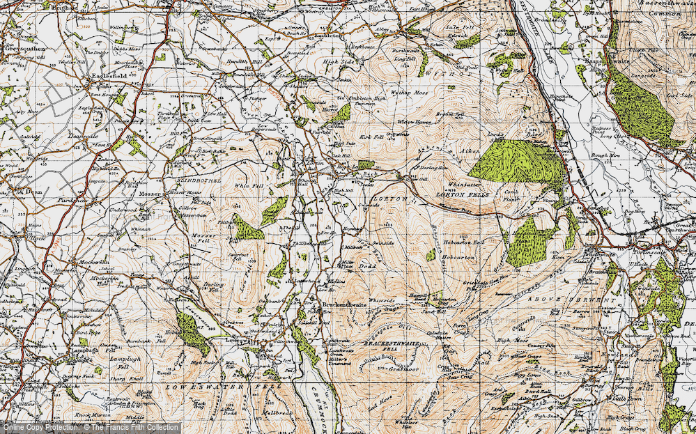 Old Map of Historic Map covering Whinlatter Pass in 1947