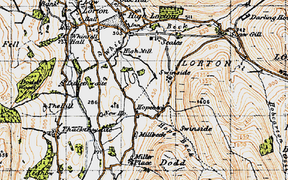Old map of Whinlatter Pass in 1947