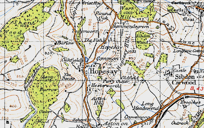 Old map of Hopesay in 1947