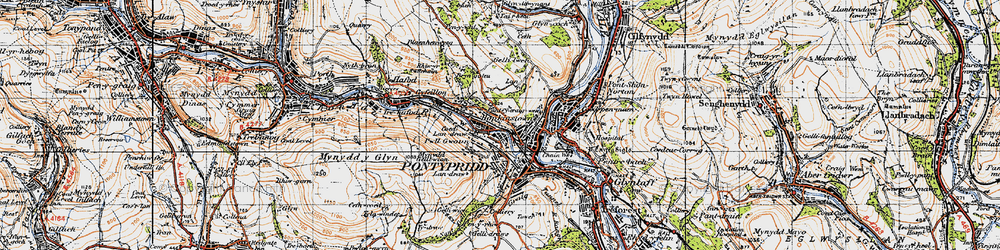 Old map of Hopkinstown in 1947
