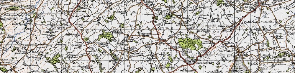 Old map of Hopley's Green in 1947