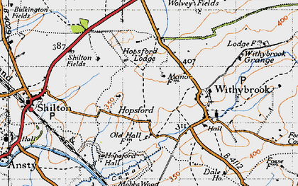 Old map of Hopsford in 1946