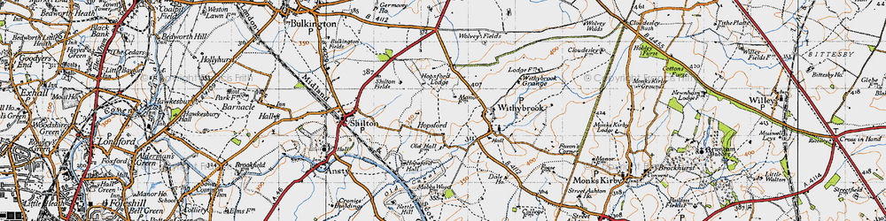 Old map of Hopsford in 1946