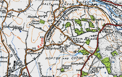 Old map of Hopton in 1946