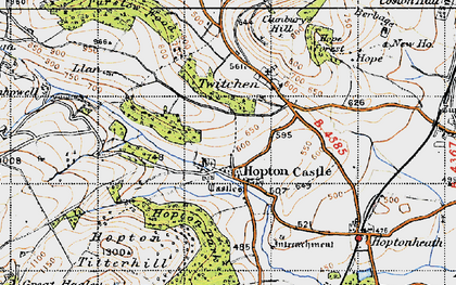 Old map of Hopton Castle in 1947