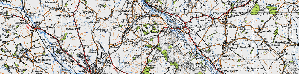 Old map of Hopton Heath in 1946