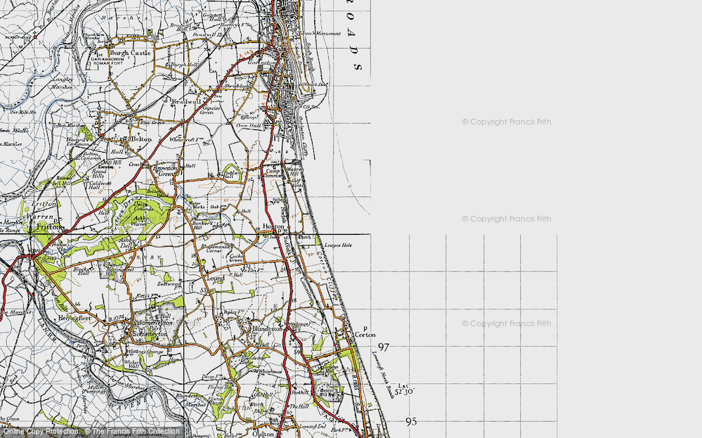 Old Map of Hopton on Sea, 1946 in 1946