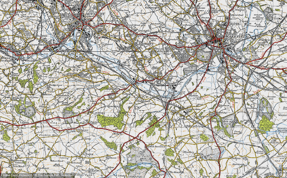 Old Map of Historic Map covering Calder and Hebble Navigation in 1947