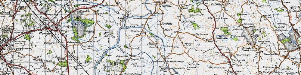 Old map of Hordley in 1947