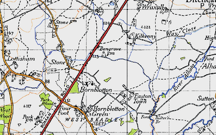Old map of Hornblotton in 1946