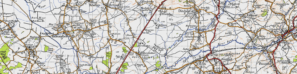 Old map of Hornblotton in 1946