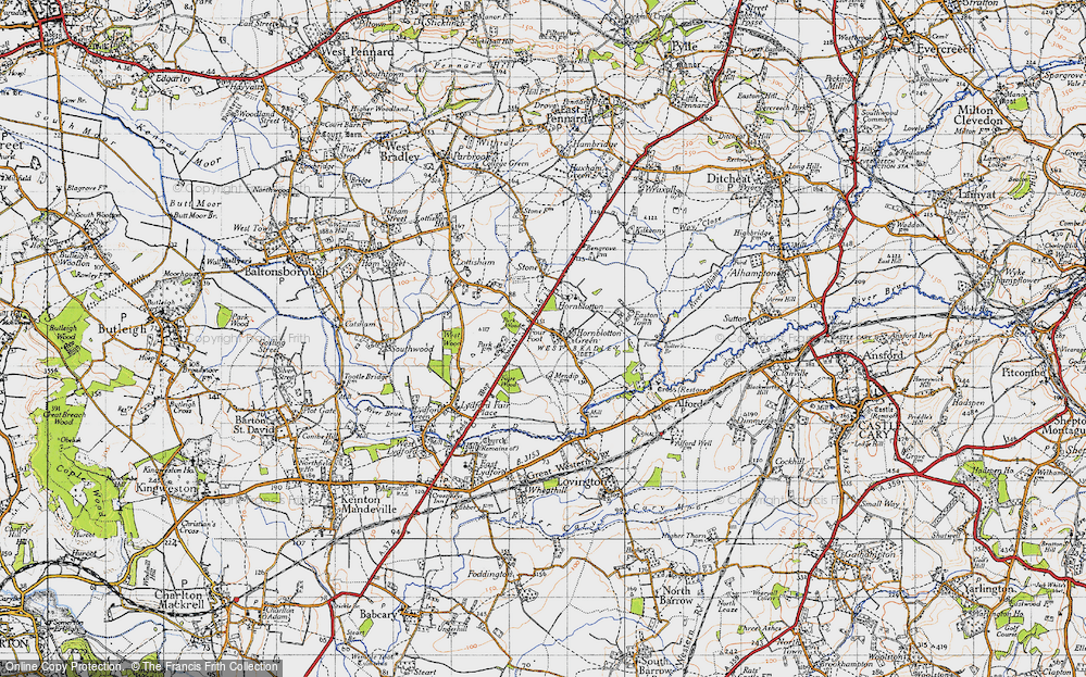 Old Map of Hornblotton Green, 1945 in 1945