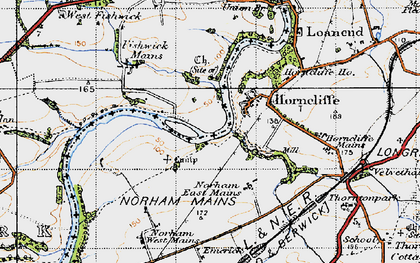 Old map of Horncliffe in 1947