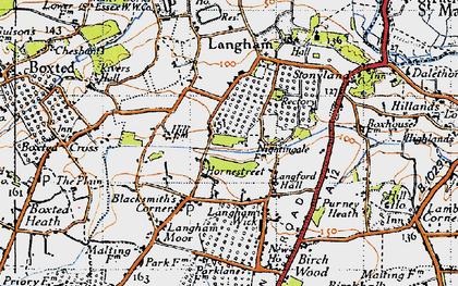 Old map of Langham Hall in 1945