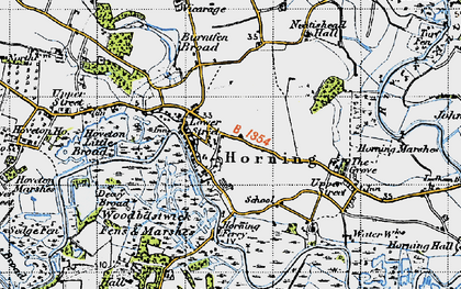 Old map of Horning in 1945