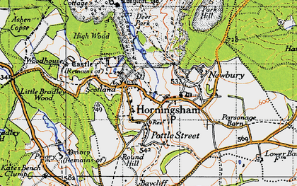 Old map of Woodhouse Castle (rems of) in 1946