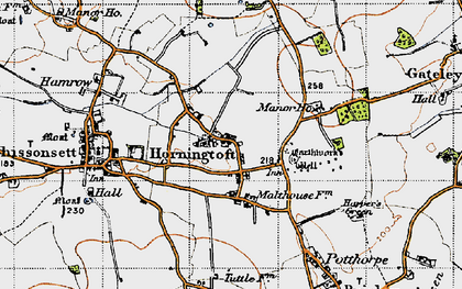 Old map of Horningtoft in 1946