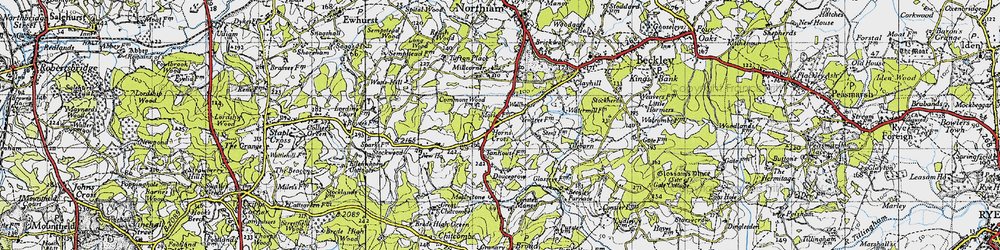 Old map of Horns Cross in 1940