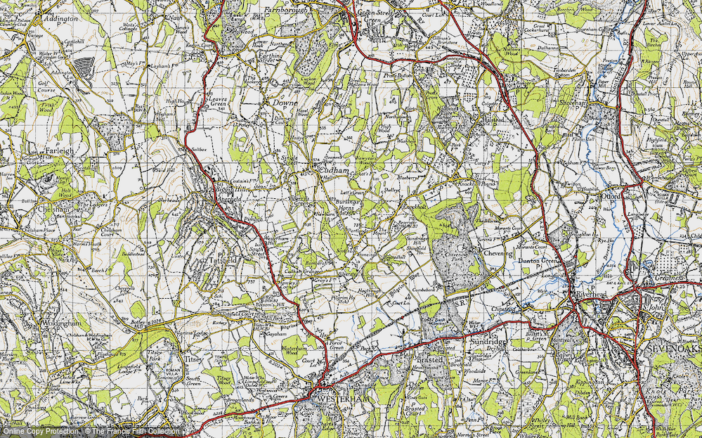 Old Map of Historic Map covering Burlings in 1946