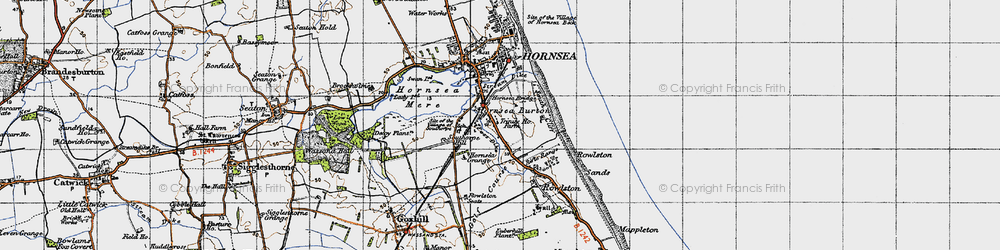 Old map of Hornsea Burton in 1947