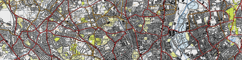 Old map of Hornsey in 1945