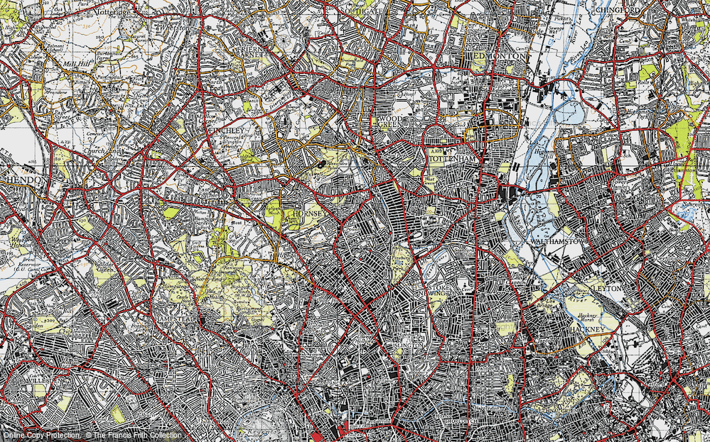 Old Map of Hornsey Vale, 1945 in 1945