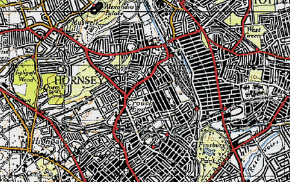 Old map of Hornsey Vale in 1945