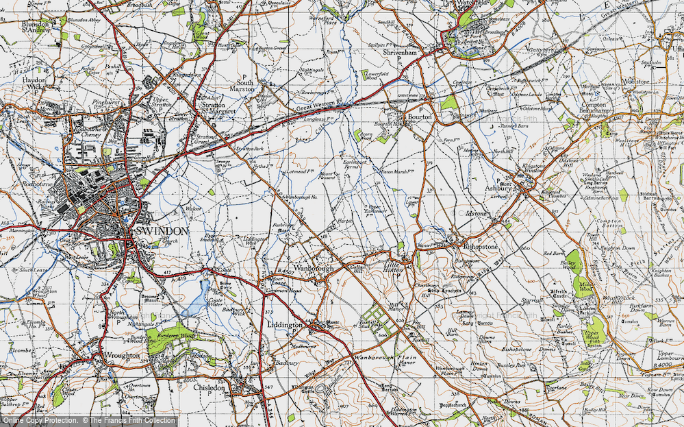 Old Map of Historic Map covering Redlands Airfield in 1947