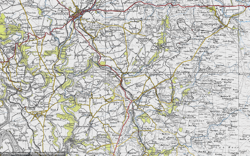 Old Map of Historic Map covering Bedford Br in 1946