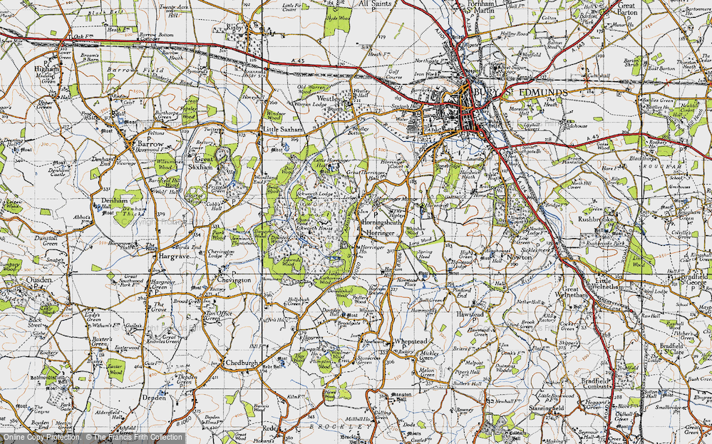 Old Map of Horringer, 1946 in 1946