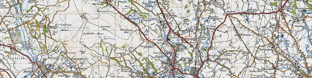 Old map of Horrocks Fold in 1947