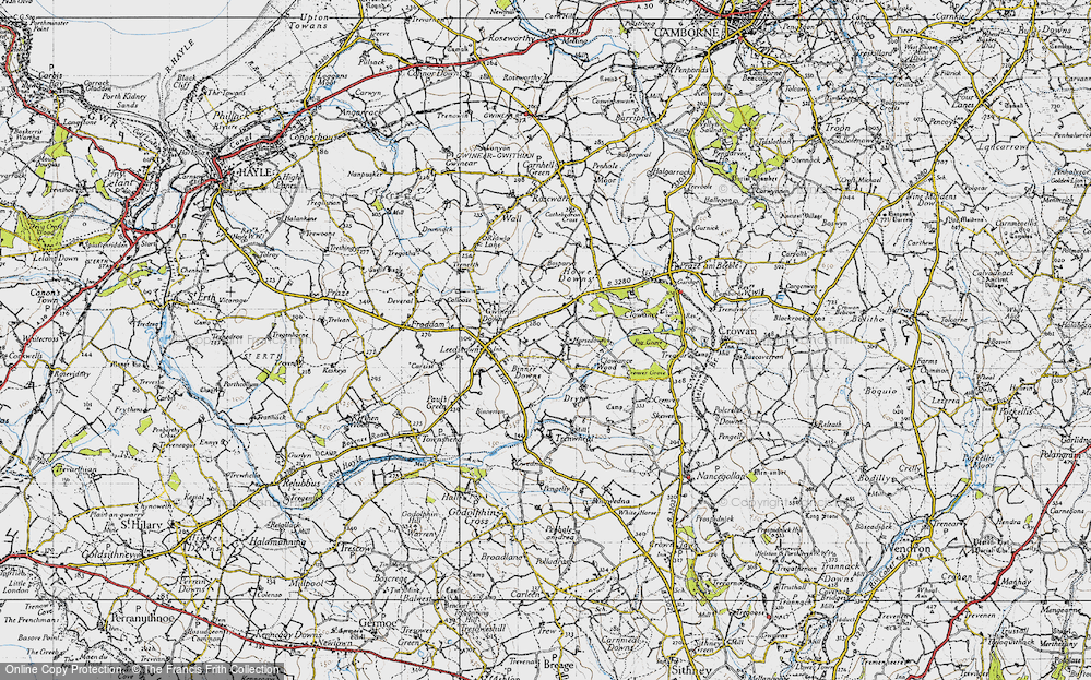 Old Map of Historic Map covering Bosparva in 1946